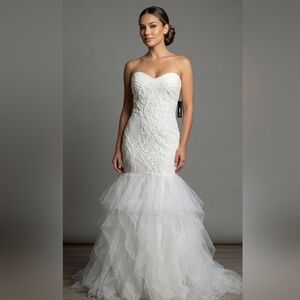 Fashion Nova White Sequin Strapless Dress